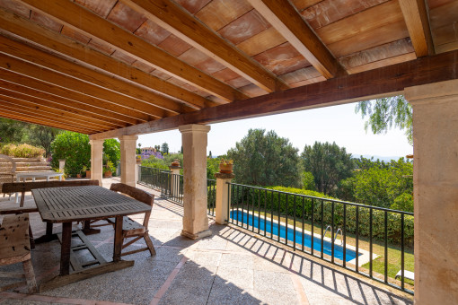 Covered terrace with views