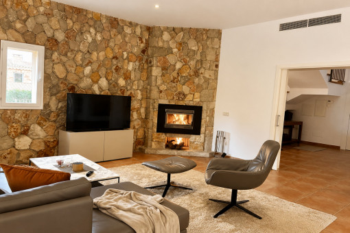 Cozy living area with fireplace