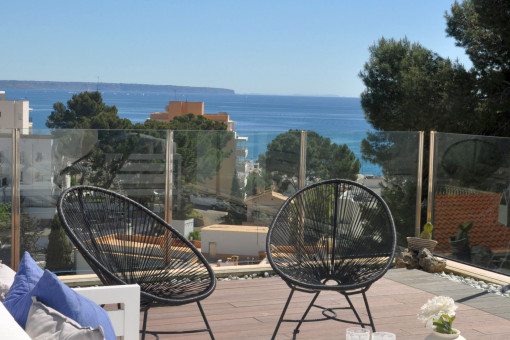Rooftop terrace with sea views
