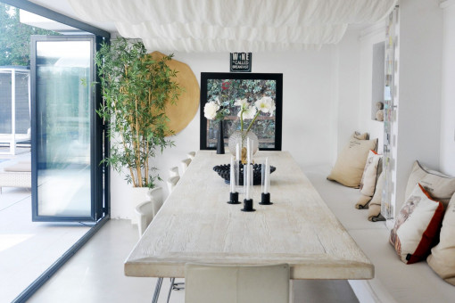 Bright dining area with terrace access