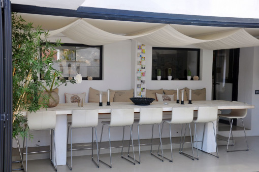 Bright dining area with terrace access