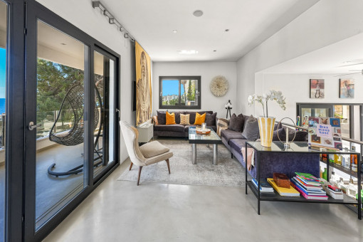 Open-plan living and dining area