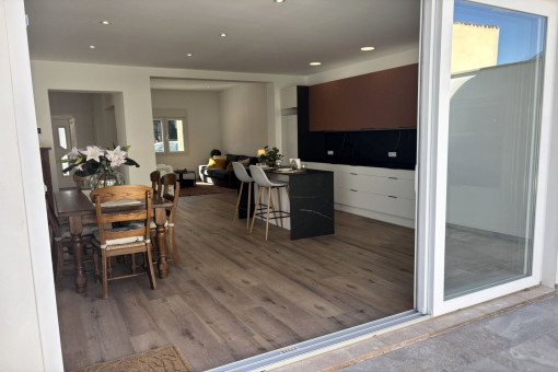 Open living-dining area