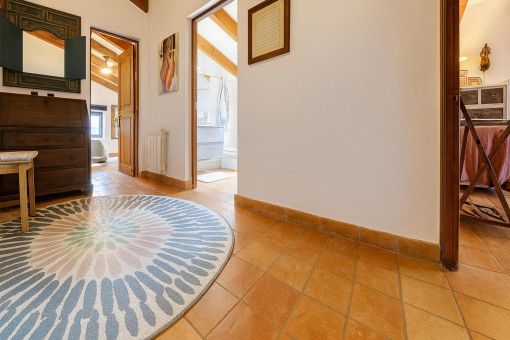 Upper floor landing with access doors
