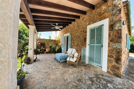 Covered stone terrace with authentic Mallorcan charm