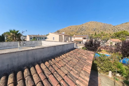 Rooftop view towards the mountains