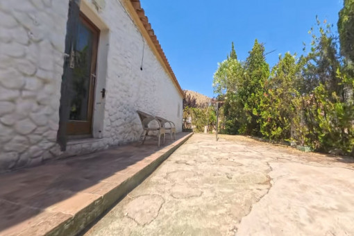 Garden walkway beside the villa