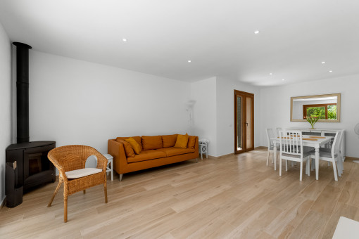 Open-plan living and dining area
