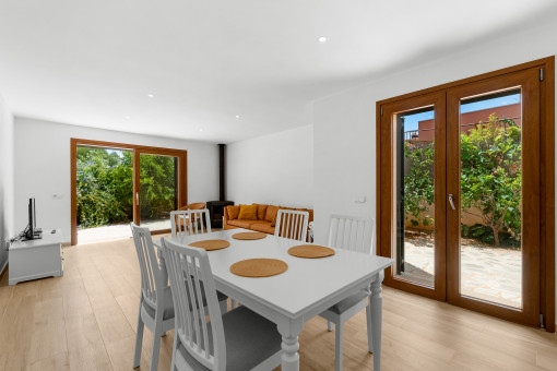 Open-plan living and dining area