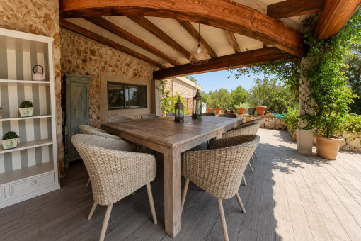 Covered outdoor dining area