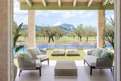 Pool area with views