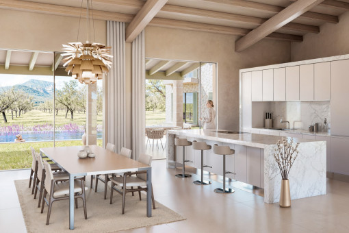 Kitchen and dining area