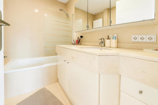 Modern bathroom with bathtub and shower