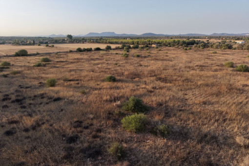 Aerial view of the plot with views towards the south and the sea