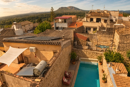 Private pool in traditional village courtyard