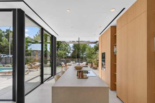 Premium designer kitchen overlooking greenery 