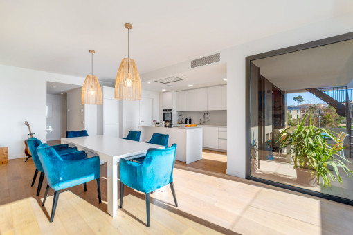 Generous open living and dining space