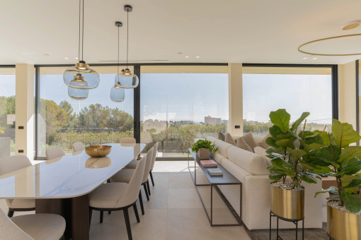 Bright living and dining area