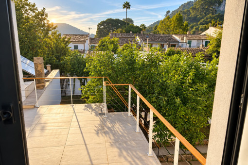 Sunny terrace overlooking the surrounding mountains