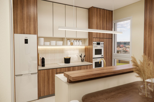 Open-plan kitchen with kitchen island