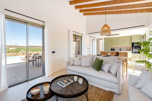 Open-plan living and dining area
