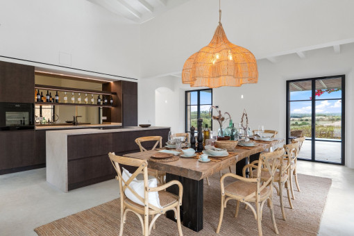 Open plan dining area with premium finishes