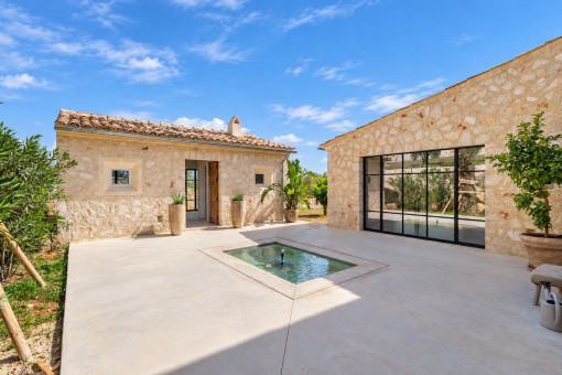 Private courtyard with water feature