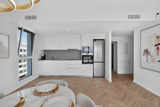 Open-plan living and dining area