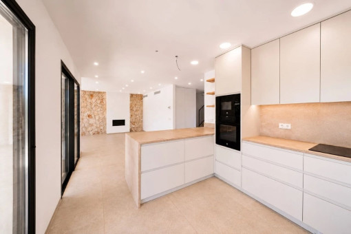 Kitchen with stone finishes