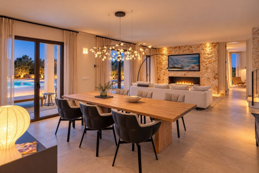 Living and Dining Area in an Evening ambience