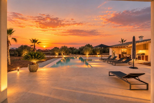 Pool terrace at Sunset