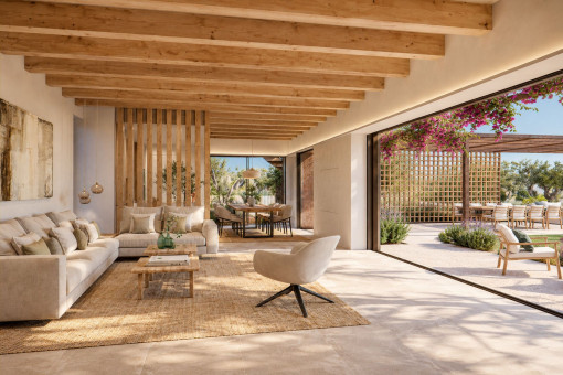Open-Plan Living and Dining Area with a Seamless Flow onto the Terrace